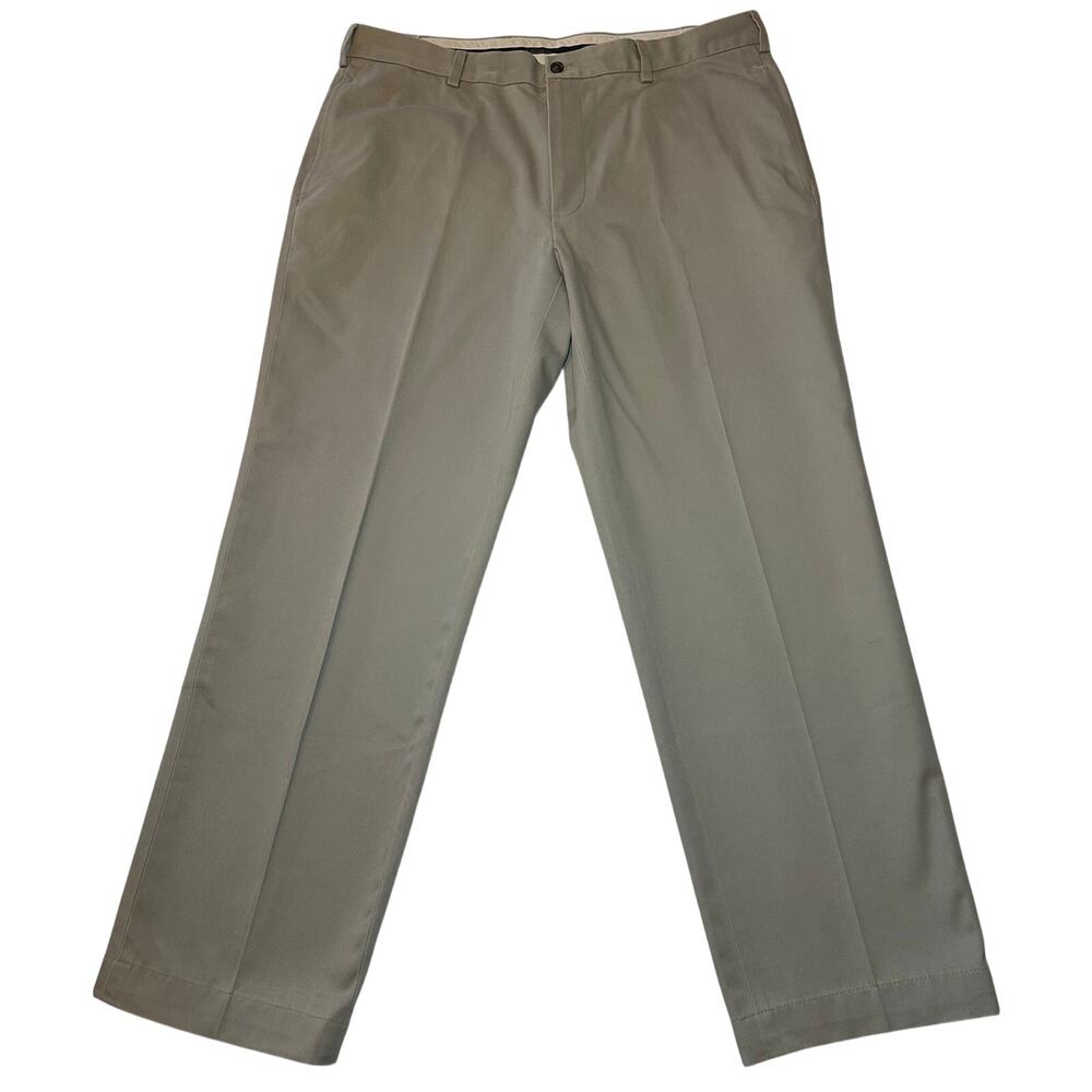 Brooks Brothers Advantage Chino Clark Pants Mens 38x30 Khaki Flat Front Cotton